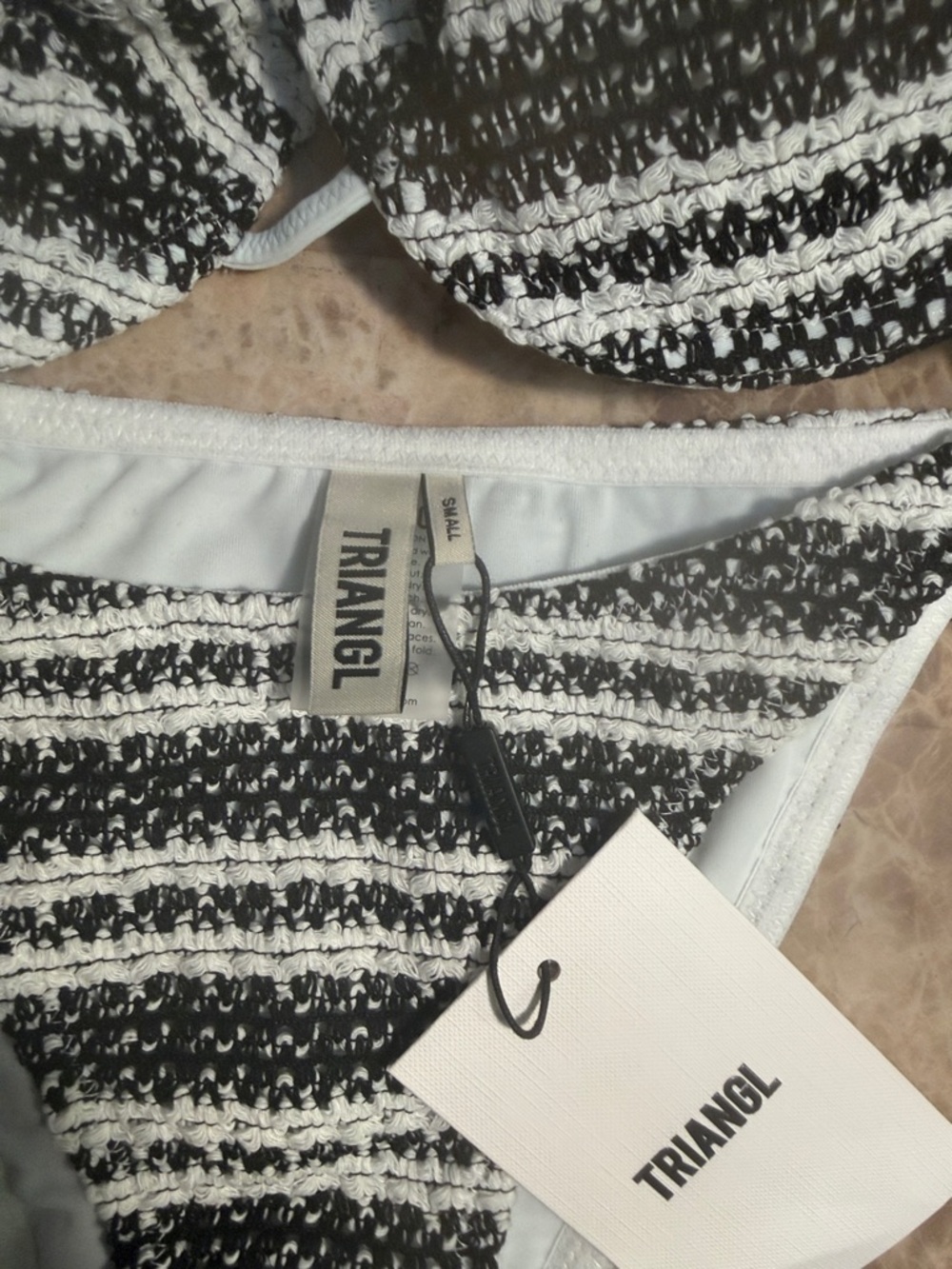 triangl swimwear Black and White Striped Bikini Set - Picture 2 of 9